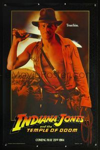 1v309 INDIANA JONES & THE TEMPLE OF DOOM teaser 1sh '84 full-length image of Harrison Ford!