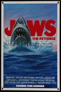 1v321 JAWS: THE REVENGE advance 1sh '87 great artwork of shark, this time it's personal!