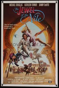 1v323 JEWEL OF THE NILE 1sh '85 great art of Michael Douglas, Kathleen Turner & Danny DeVito!