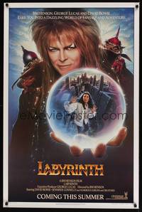1v342 LABYRINTH teaser 1sh '86 Jim Henson, art of David Bowie & Jennifer Connelly by Chorney!