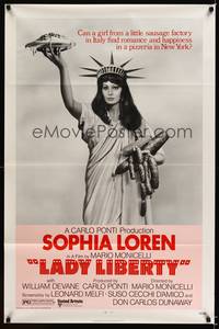 1v345 LADY LIBERTY 1sh '72 great wacky image of sexy Sophia Loren as Statue of Liberty!