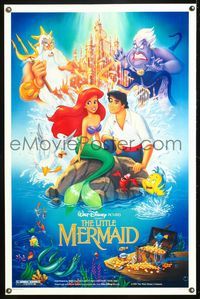 1v357 LITTLE MERMAID DS 1sh '89 Ariel & cast, Disney underwater cartoon!