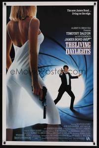 1v359 LIVING DAYLIGHTS 1sh '87 Timothy Dalton as James Bond & sexy Maryam d'Abo with gun!