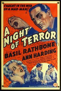 1v363 LOVE FROM A STRANGER 1sh R42 Basil Rathbone, Agatha Christie, A Night of Terror!