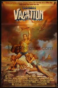 1v391 NATIONAL LAMPOON'S VACATION 1sh '83 sexy exaggerated art of Chevy Chase by Boris Vallejo!