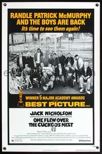 1v407 ONE FLEW OVER THE CUCKOO'S NEST AA 1sh R78 great image of cast, Milos Forman classic!