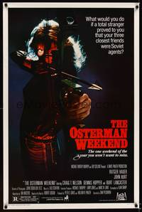1v410 OSTERMAN WEEKEND 1sh '83 typical Sam Peckinpah, cool close up of woman w/bow & arrow!