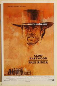 1v414 PALE RIDER 1sh '85 great artwork of cowboy Clint Eastwood by C. Michael Dudash!