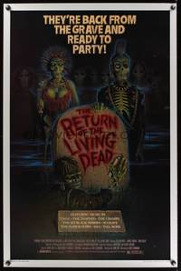 1v456 RETURN OF THE LIVING DEAD 1sh '85 artwork of wacky punk rock zombies by tombstone!
