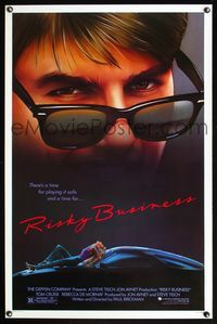 1v459 RISKY BUSINESS 1sh '83 classic close up artwork image of Tom Cruise in cool shades!