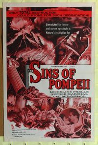 1v485 SINS OF POMPEII 1sh '50 total destruction, Les Derniers Jours de Pompei!