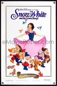 1v017 SNOW WHITE & THE SEVEN DWARFS foil 1sh R87 Walt Disney animated cartoon classic!