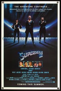 1v513 SUPERMAN II teaser 1sh '81 Christopher Reeve, Terence Stamp, cool image of bad guys!
