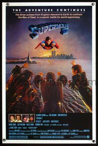 1v512 SUPERMAN II 1sh '81 Christopher Reeve, Terence Stamp, great artwork over New York City!