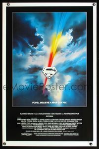 1v511 SUPERMAN 1sh '78 comic book hero Christopher Reeve, Bob Peak art!