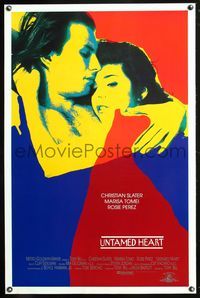 1v551 UNTAMED HEART int'l DS 1sh '93 different romantic art of Christian Slater & Marisa Tomei!