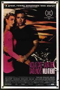1v573 WILD AT HEART block title style 1sh '90 David Lynch, Nicolas Cage w/sexy Laura Dern!