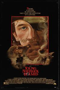 1v590 YOUNG SHERLOCK HOLMES 1sh '85 Steven Spielberg, Nicholas Rowe, really cool detective art!
