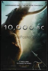 1w015 10,000 BC teaser DS 1sh '08 image of hunter & wooly mammoth!