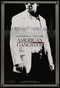 1w047 AMERICAN GANGSTER teaser DS 1sh '07 close-up of Russell Crowe, Ridley Scott directed!