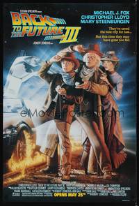 1w075 BACK TO THE FUTURE III advance DS 1sh '90 Michael J. Fox, Chris Lloyd, Zemeckis, Drew art!