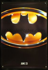 1w086 BATMAN matte teaser 1sh '89 Michael Keaton, Jack Nicholson, directed by Tim Burton!