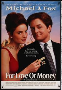 1w010 FOR LOVE OR MONEY DS signed 1sh '93 by Michael J. Fox, pretty Gabrielle Anwar!