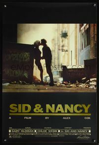 1w002 SID & NANCY foil 1sh '86 Gary Oldman as Sid Vicious, Chloe Webb as Nancy Spungen, punk rock!
