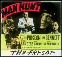 1x087 MAN HUNT glass slide '41 Walter Pidgeon, Joan Bennett, George Sanders, Fritz Lang