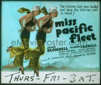 1x089 MISS PACIFIC FLEET glass slide '35 art of sexy Joan Blondell & Glenda Farrell in sailor caps!