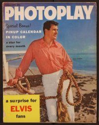 1x057 PHOTOPLAY magazine February 1958 Rock Hudson full-length + a bonus pinup calendar!