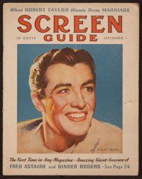 1x016 SCREEN GUIDE magazine September 1936 super close up art of Robert Taylor by Morr Kusnet!
