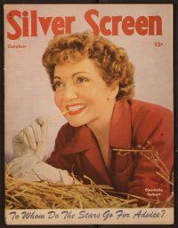 1x010 SILVER SCREEN magazine October 1945 Claudette Colbert from Tomorrow is Forever!