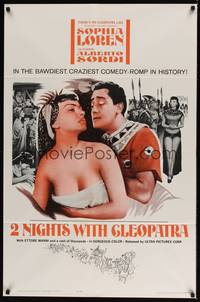 1y005 2 NIGHTS WITH CLEOPATRA 1sh '53 Alberto Sordi, Ettore Manni & super sexy Sophia Loren