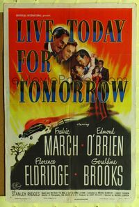 1y018 ACT OF MURDER 1sh '48 Fredric March, cool artwork, Live Today for Tomorrow!