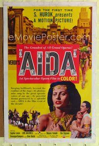 1y022 AIDA style A 1sh '54 sexy Sophia Loren in Verdi's Italian opera!