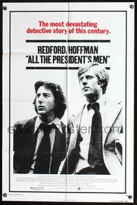 1y028 ALL THE PRESIDENT'S MEN 1sh '76 Dustin Hoffman & Robert Redford as Woodward & Bernstein!