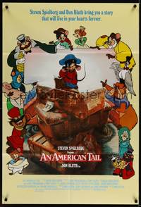 1y032 AMERICAN TAIL int'l 1sh '86 Steven Spielberg, Don Bluth, differetn art of Fievel the mouse!
