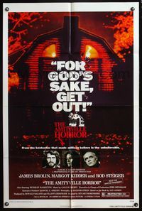 1y033 AMITYVILLE HORROR 1sh '79 AIP, great image of haunted house, for God's sake get out!
