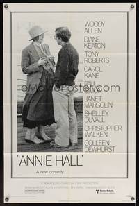 1y036 ANNIE HALL revised 1sh '77 full-length Woody Allen & Diane Keaton, a new comedy!