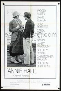 1y035 ANNIE HALL 1sh '77 full-length Woody Allen & Diane Keaton, a nervous romance!