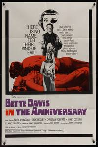 1y037 ANNIVERSARY 1sh '67 Bette Davis with funky eyepatch in English horror!