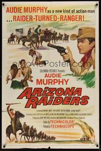 1y040 ARIZONA RAIDERS 1sh '65 action-man Audie Murphy as Raider-Turned-Ranger!
