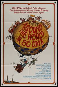 1y041 AROUND THE WORLD IN 80 DAYS int'l 1sh R83 cool hot air balloon artwork by Deschamps!