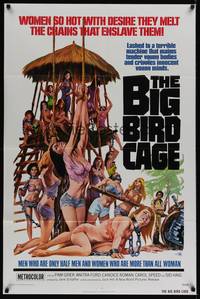 1y066 BIG BIRD CAGE 1sh '72 Pam Grier, Roger Corman, classic chained women art by Joe Smith!
