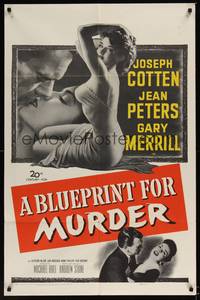 1y084 BLUEPRINT FOR MURDER 1sh '53 no one deserved to die more than sexy bad Jean Peters!