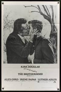 1y099 BROTHERHOOD 1sh '68 Kirk Douglas gives the kiss of death to Alex Cord!