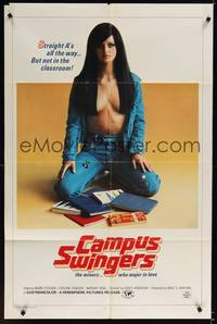 1y114 CAMPUS SWINGERS 1sh '73 sexy Ingrid Steeger, A's all the way... but not in the classroom!