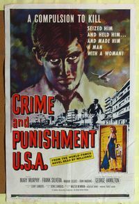 1y156 CRIME & PUNISHMENT U.S.A. 1sh '59 introducing George Hamilton, from the world-famed novel!