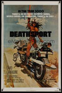 1y178 DEATHSPORT 1sh '78 David Carradine, great artwork of futuristic battle motorcycle!
